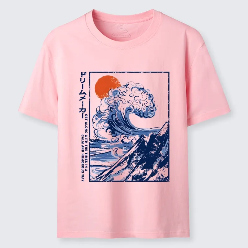 Tokyo-Tiger Big Blue Wave Mountain Sunrise Art Classic T-Shirt