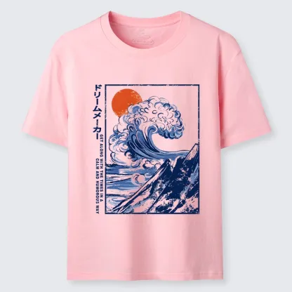 Tokyo-Tiger Big Blue Wave Mountain Sunrise Art Classic T-Shirt
