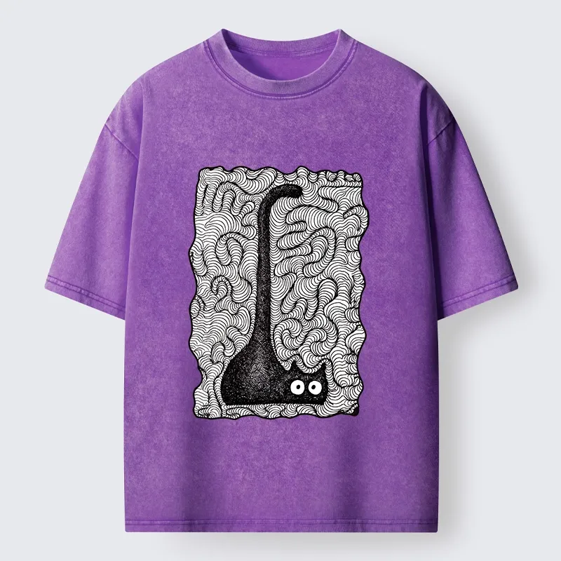 Tokyo-Tiger Trippy Zentangle Secret Cat Art Print Washed T-Shirt