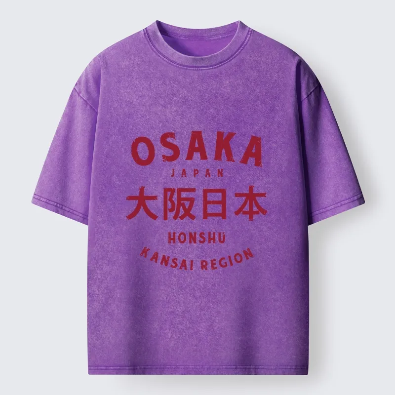 Tokyo-Tiger Vintage Osaka Japan City Graphic Washed T-Shirt