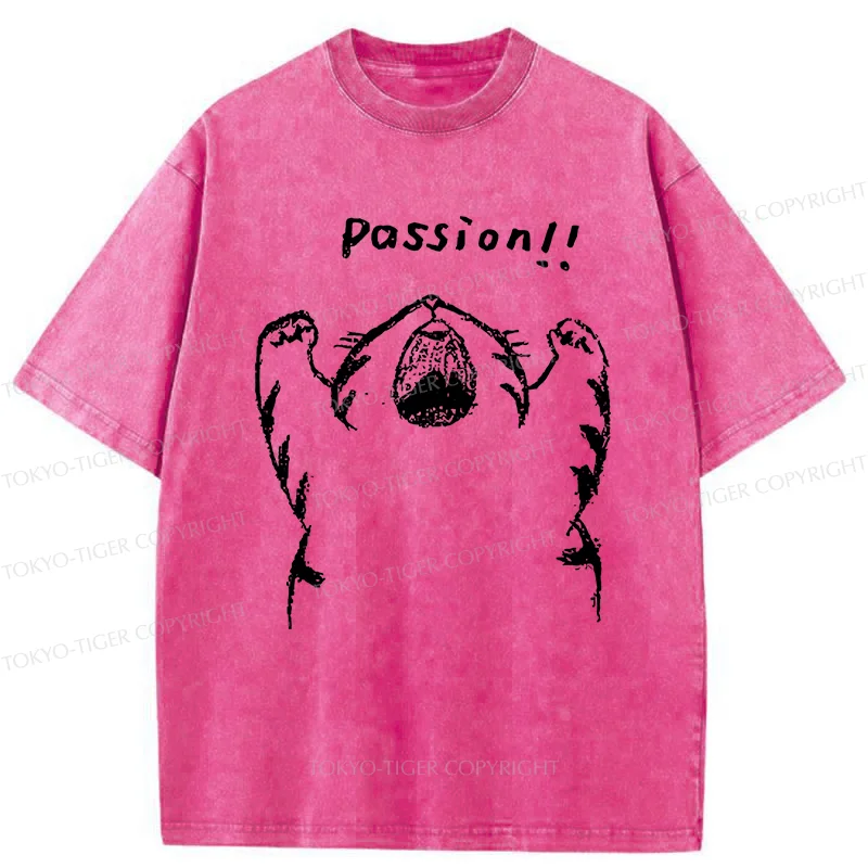 Tokyo-Tiger Passion Funny Cat Washed T-Shirt