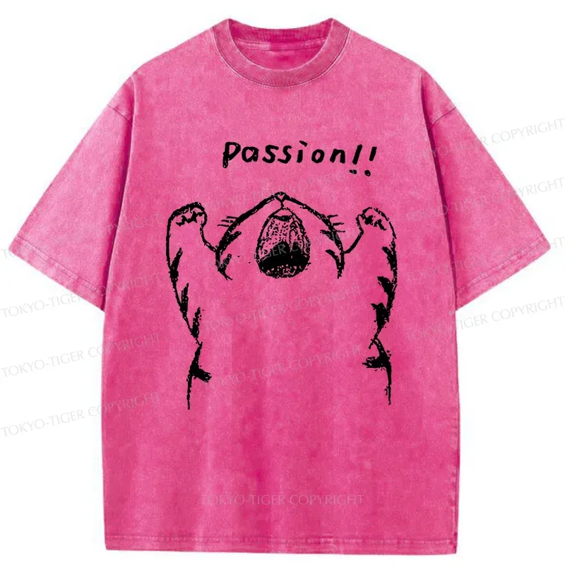 Tokyo-Tiger Passion Funny Cat Washed T-Shirt