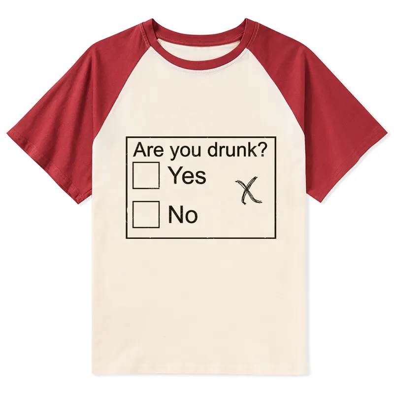 Tokyo-Tiger Confused Drunk Checkbox Graphic Raglan T-shirt