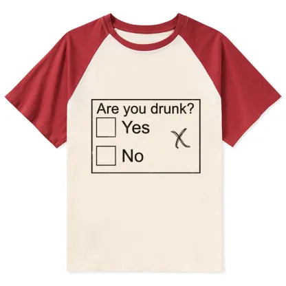 Tokyo-Tiger Confused Drunk Checkbox Graphic Raglan T-shirt