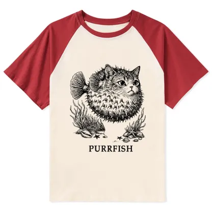 Tokyo-Tiger Spiky Puffer With Cute Cat Head Raglan T-shirt