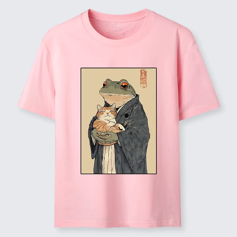Tokyo-Tiger Frog Holds Sleepy Cat Classic T-Shirt