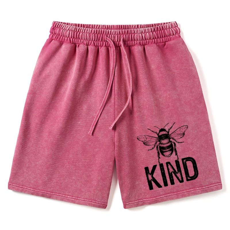 Tokyo-Tiger Minimalist Bee Kind Illustration Washed Shorts