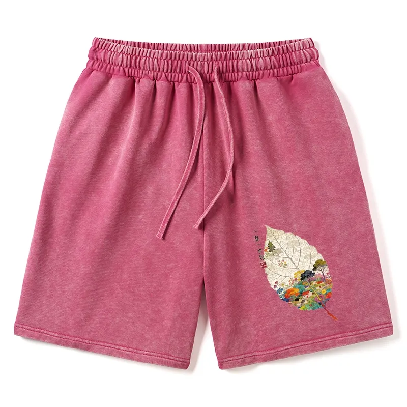 Tokyo-Tiger One Leaf Holds A Tiny Colorful World Washed Shorts