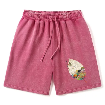 Tokyo-Tiger One Leaf Holds A Tiny Colorful World Washed Shorts