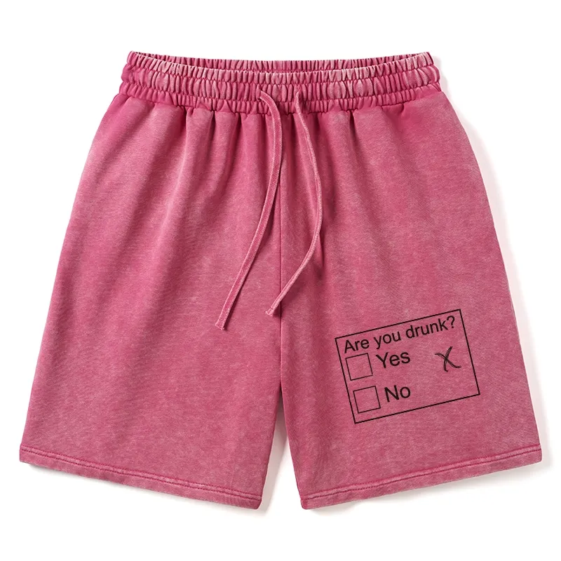 Tokyo-Tiger Confused Drunk Checkbox Graphic Washed Shorts