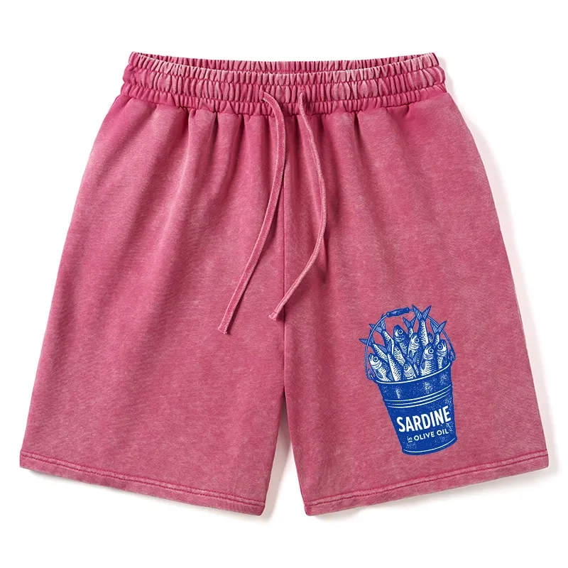 Tokyo-Tiger Vintage Bucket Full Of Fresh Sardines Washed Shorts Sale