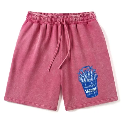 Tokyo-Tiger Vintage Bucket Full Of Fresh Sardines Washed Shorts