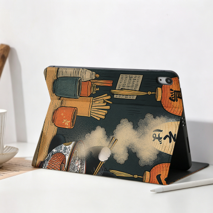 Tokyo-Tiger Fat Cat Eating Ramen Nobles Tablet Protective Case