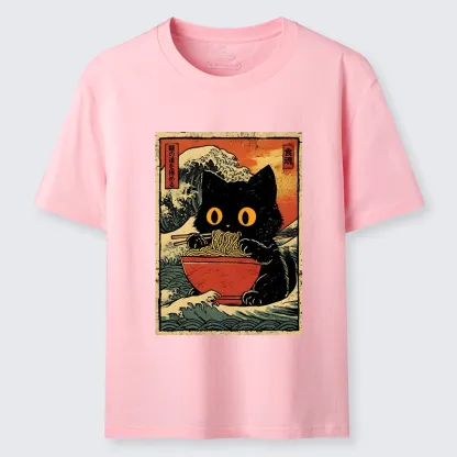 Tokyo-Tiger Cool Wave Art Cat Loves Ramen Bowl Classic T-Shirt