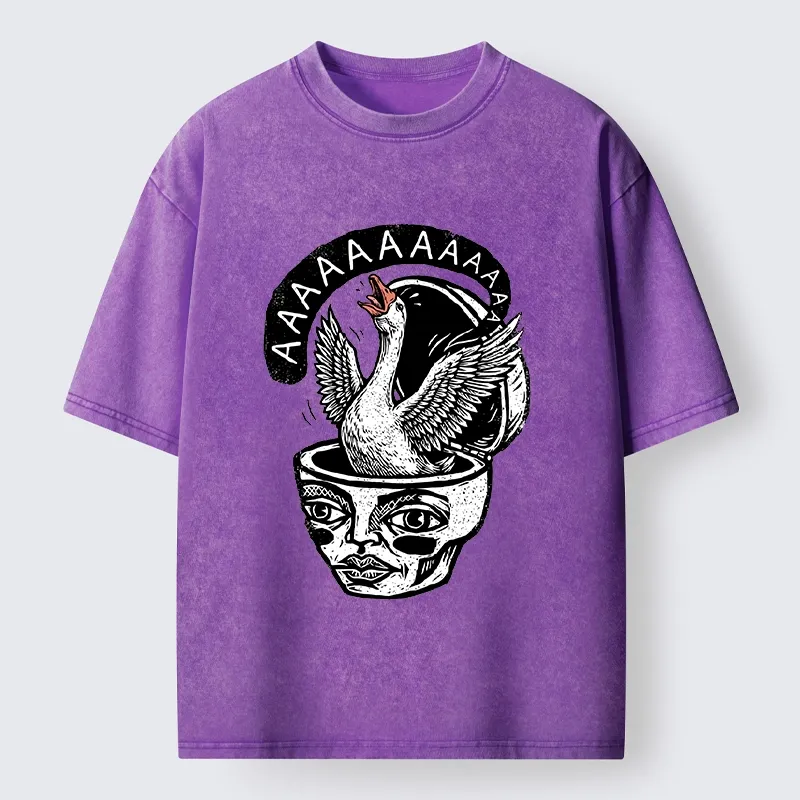 Tokyo-Tiger Weird Meme Screaming Wild Goose Graphic Washed T-Shirt Sale