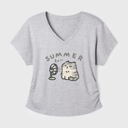 Tokyo-Tiger Summer Cat Chills With A Fan Modal Dolman Sleeve T-Shirt