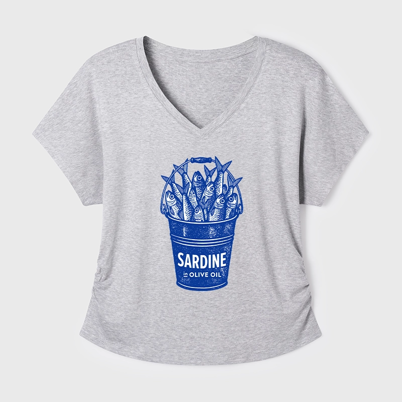 Tokyo-Tiger Vintage Bucket Full Of Fresh Sardines Modal Dolman Sleeve T-Shirt