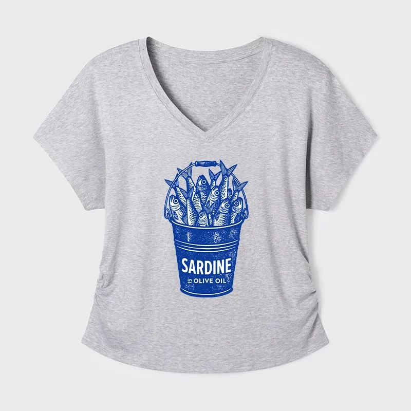 Tokyo-Tiger Vintage Bucket Full Of Fresh Sardines Modal Dolman Sleeve T-Shirt