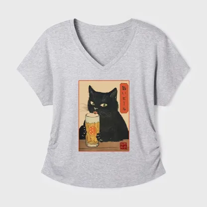 Tokyo-Tiger Cat Holding A Glass Of Beer Modal Dolman Sleeve T-Shirt