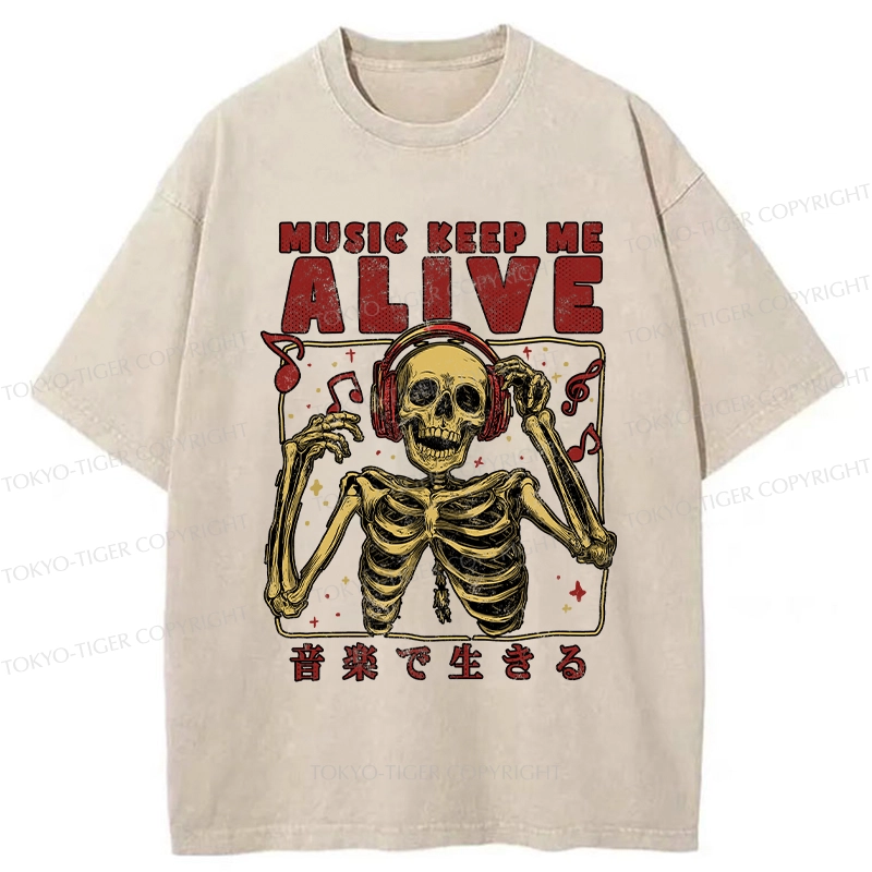 Tokyo-Tiger Music Keep Me Alive Washed T-Shirt