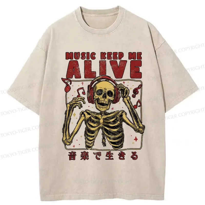 Tokyo-Tiger Music Keep Me Alive Washed T-Shirt Sale