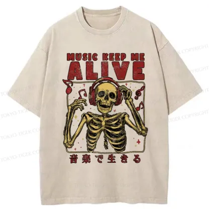 Tokyo-Tiger Music Keep Me Alive Washed T-Shirt