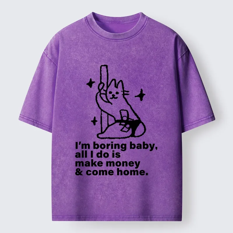 Tokyo-Tiger Cute Cat Only Makes Money Comes Home Washed T-Shirt