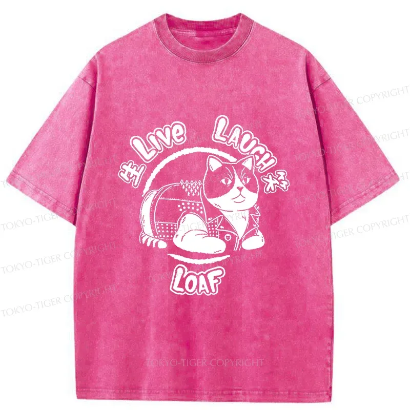 Tokyo-Tiger Live, Laugh, Cat Washed T-Shirt