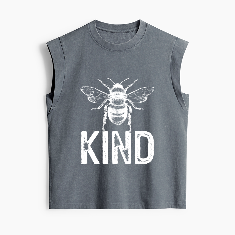 Tokyo-Tiger Minimalist Bee Kind Illustration Women's Washed Tank Tops