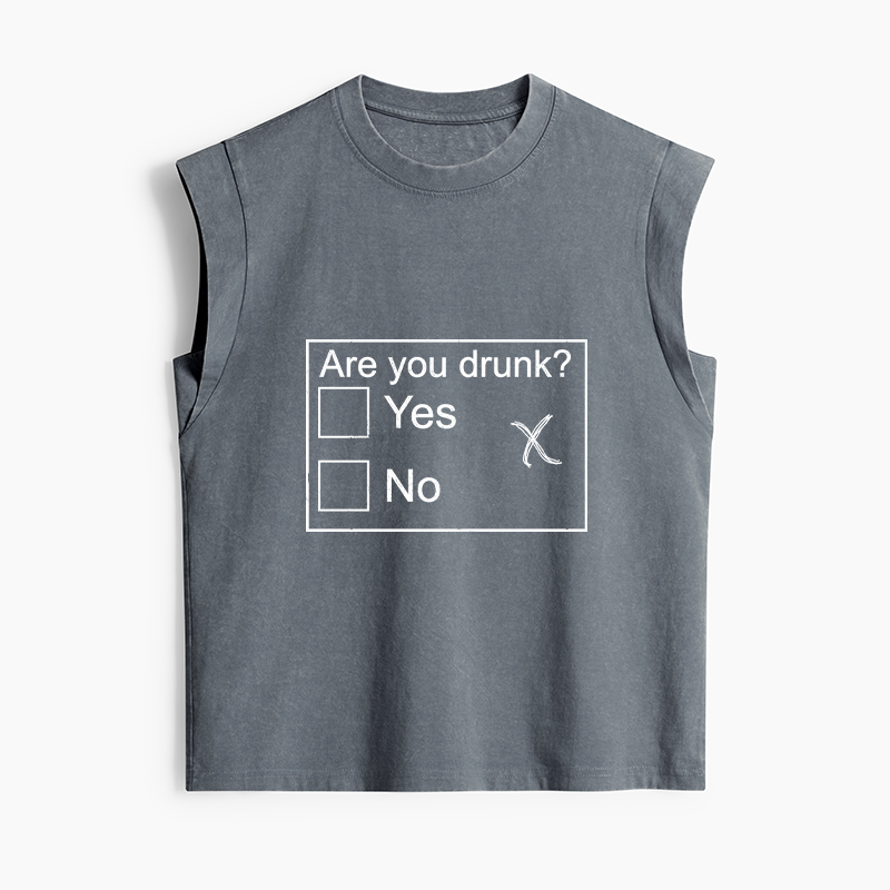 Tokyo-Tiger Confused Drunk Checkbox Graphic Women's Washed Tank Tops