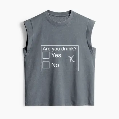 Tokyo-Tiger Confused Drunk Checkbox Graphic Women's Washed Tank Tops