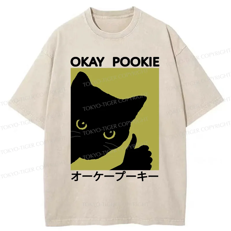 Tokyo-Tiger Okay Pookie Cat Washed T-Shirt