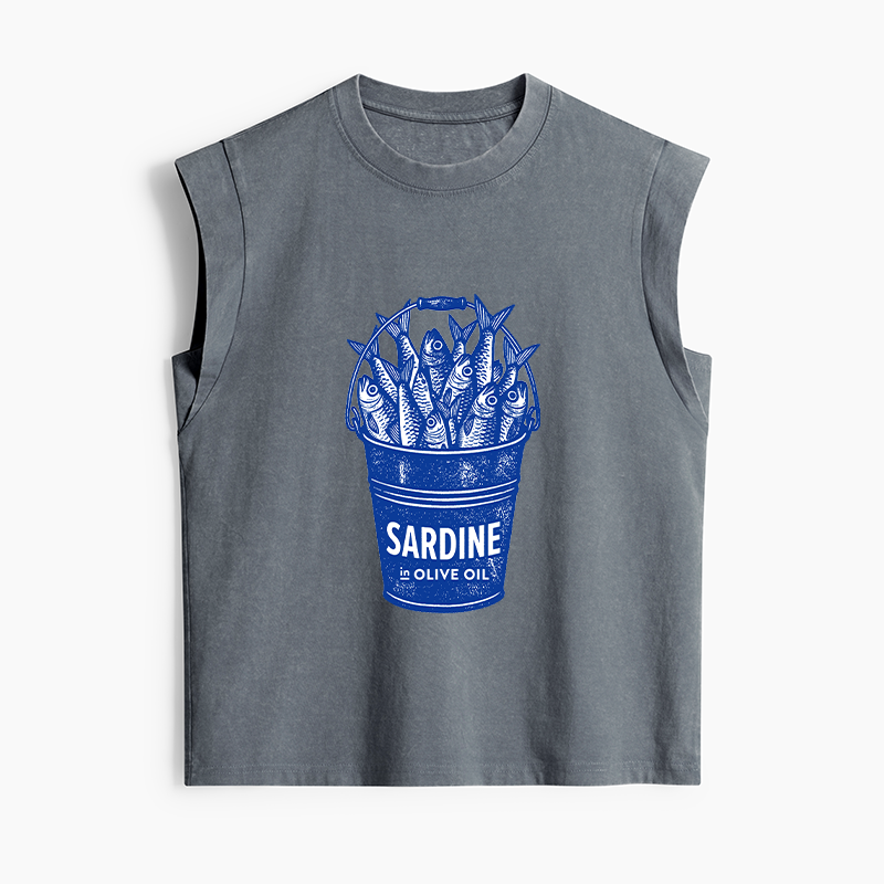 Tokyo-Tiger Vintage Bucket Full Of Fresh Sardines Women's Washed Tank Tops