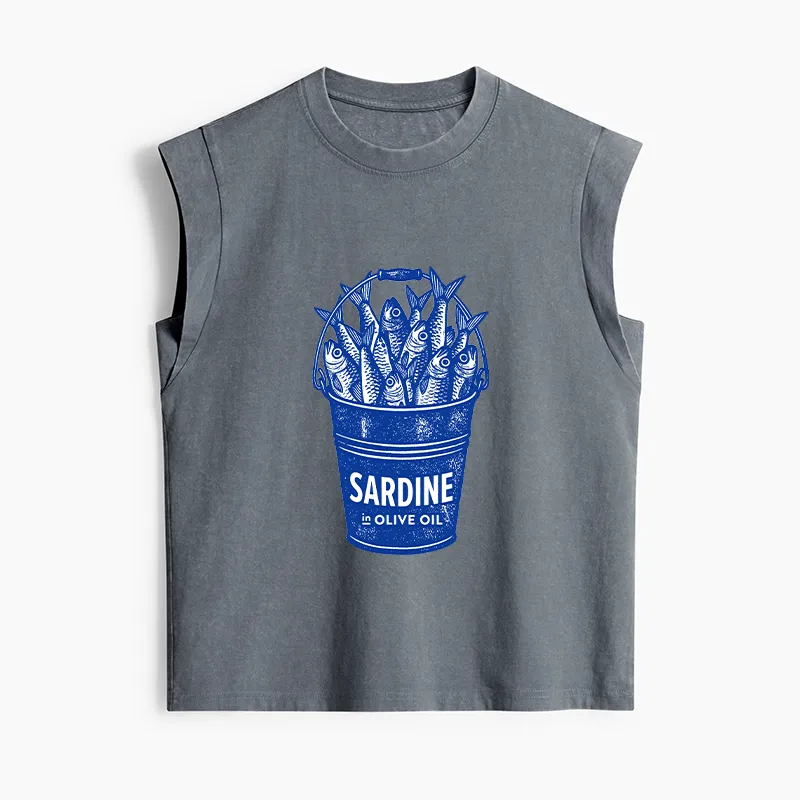 Tokyo-Tiger Vintage Bucket Full Of Fresh Sardines Women's Washed Tank Tops