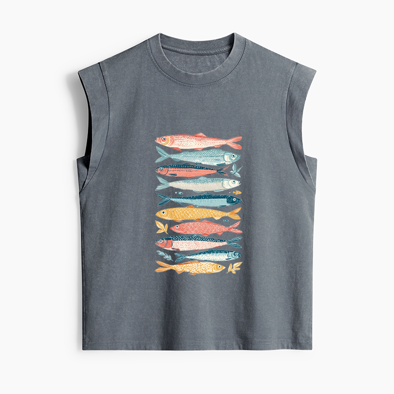 Tokyo-Tiger Beautiful Colorful Fish In The Sea Women's Washed Tank Tops