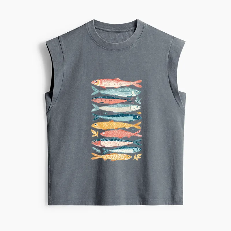 Tokyo-Tiger Beautiful Colorful Fish In The Sea Women's Washed Tank Tops