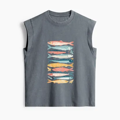 Tokyo-Tiger Beautiful Colorful Fish In The Sea Women's Washed Tank Tops