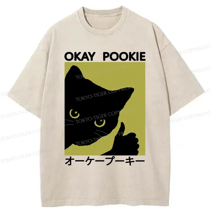 Tokyo-Tiger Okay Pookie Cat Washed T-Shirt
