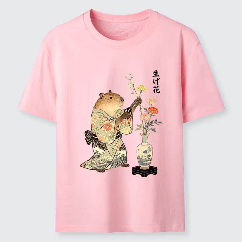 Tokyo-Tiger Chill Capybara Arranging Flower Art Classic T-Shirt