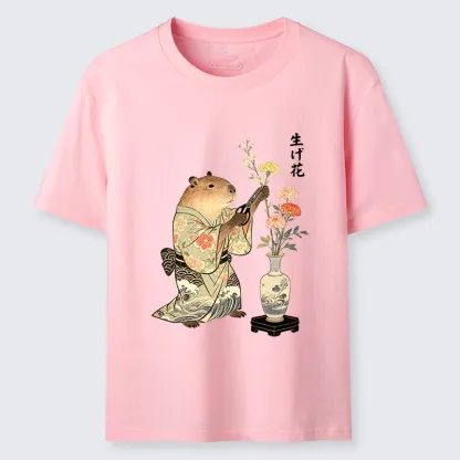 Tokyo-Tiger Chill Capybara Arranging Flower Art Classic T-Shirt
