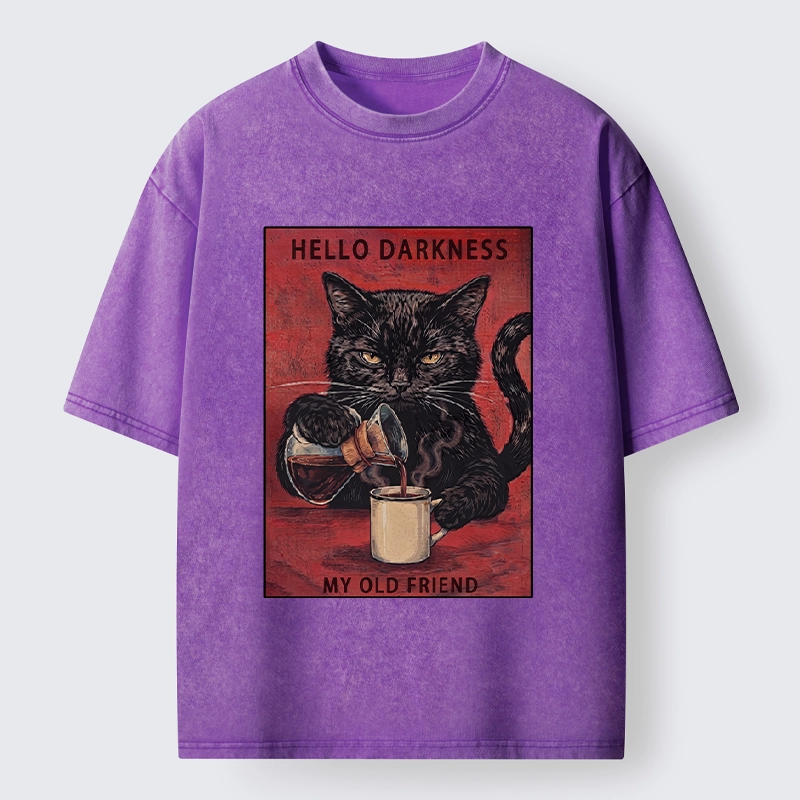 Tokyo-Tiger Moody Black Cat Pours Coffee Art Washed T-Shirt