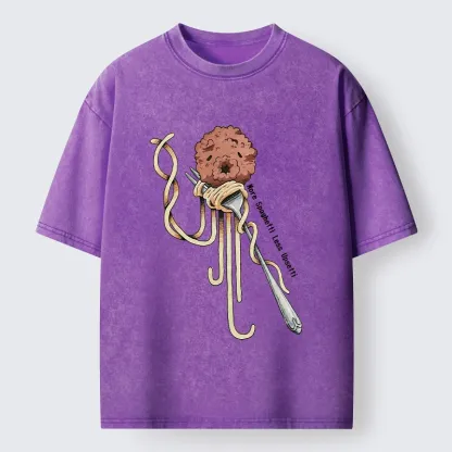 Tokyo-Tiger More Pasta Less Stress Food Lover Art Washed T-Shirt