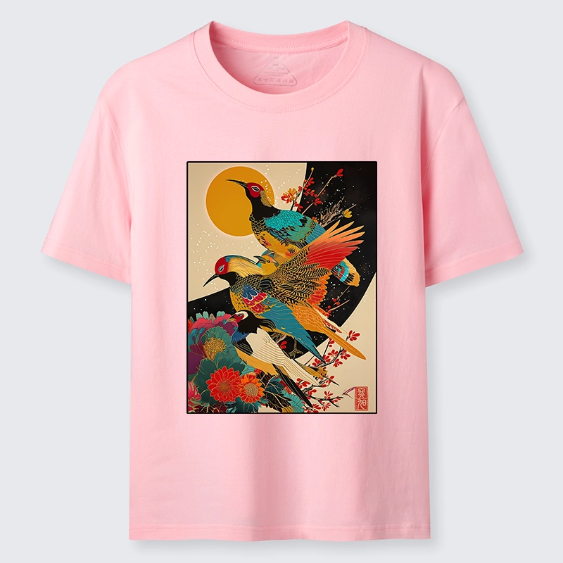 Tokyo-Tiger Sunrise Pheasants Blossom Oriental Art Design Classic T-Shirt