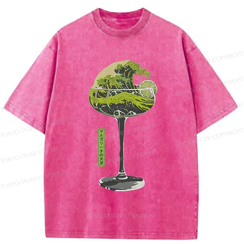 Tokyo-Tiger Wave Of Wine Washed T-Shirt