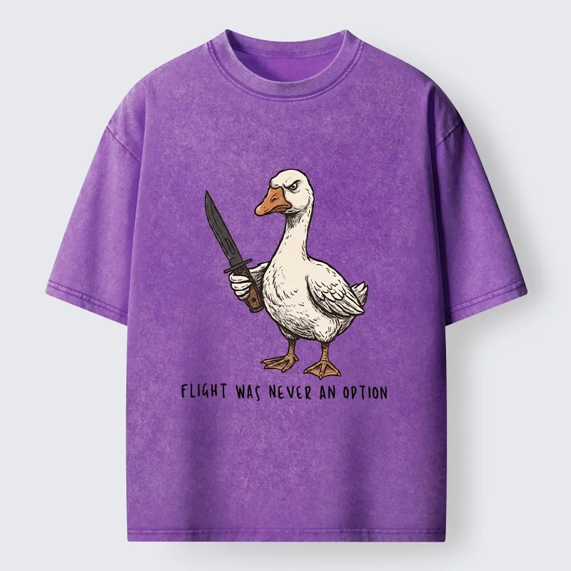 Tokyo-Tiger Tough Goose Holding Knife Funny Meme Washed T-Shirt