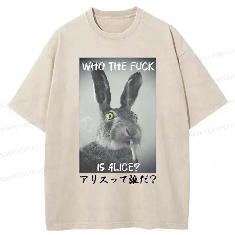 Tokyo-Tiger Who the is Alice? Washed T-Shirt