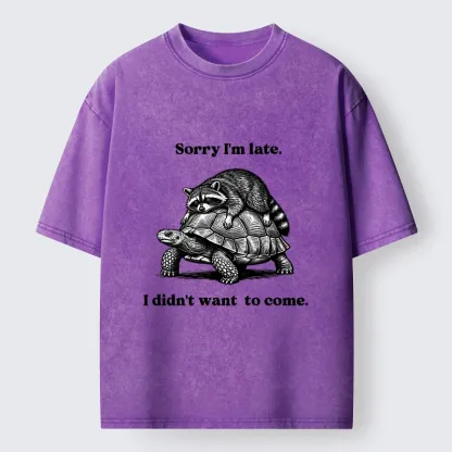 Tokyo-Tiger Lazy Animal Life Funny Graphic Washed T-Shirt