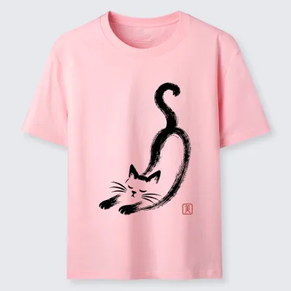 Tokyo-Tiger Soft Ink Stretch Cat Oriental Brush Art Classic T-Shirt