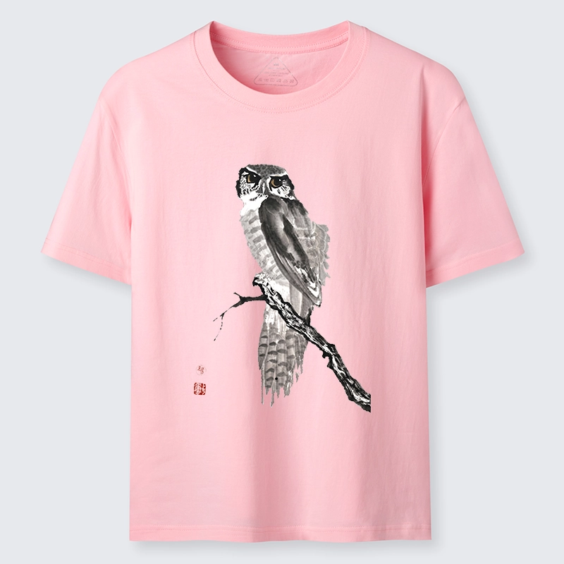 Tokyo-Tiger Minimal Ink Owl Oriental Brush Art Classic T-Shirt