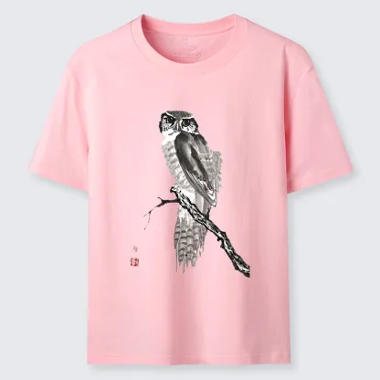 Tokyo-Tiger Minimal Ink Owl Oriental Brush Art Classic T-Shirt